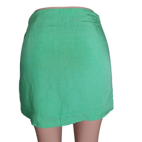 🍒 H&M Mini Skirt Fully Lined Size 6 Green Side Zipper and Side Front Slit - Picture 4 of 7